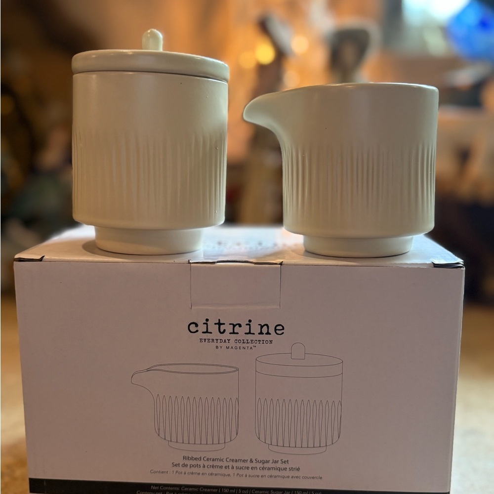 Magenta Cream Ribbed Ceramic Serveware Set